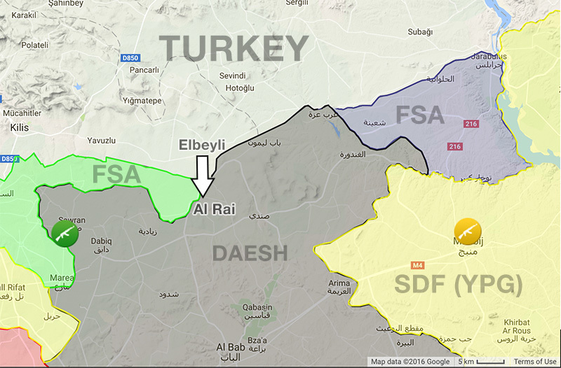 Турецкие танки пересекли сирийскую границу со стороны провинции Килис и вошли в город Аль-Раи, в то время как турецкие гаубицы обстреливали позиции "Исламского государства". 