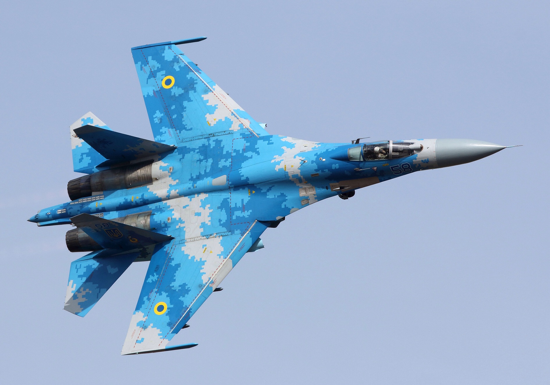 Украинский военного летчика полковника Александра Оксанченко был признан лучшим за выполнение фигур высшего пилотажа на истребителе Су-27. 