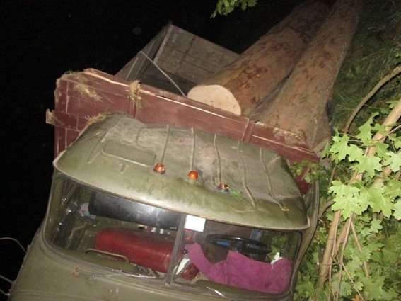 В урочище "Яма" рядом с селом Красная, на Закарпатье грузовик с древесиной съехала с дороги и перевернулась, погибли двое людей. 