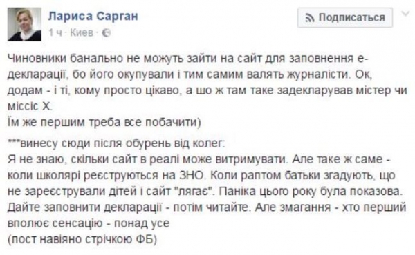 У Луценко заявили, что сайт е-декларирования "валят" журналисты 