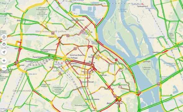 
    Киев снова остановился в 9-балльных пробках 