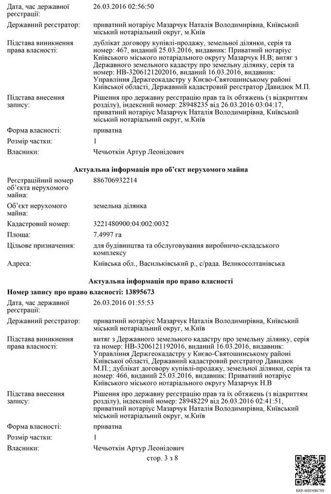 Зять лидера "Батькивщины" Юлии Тимошенко Артур Чечеткин только за прошлый 2016 приобрел более 47 гектаров земли. 