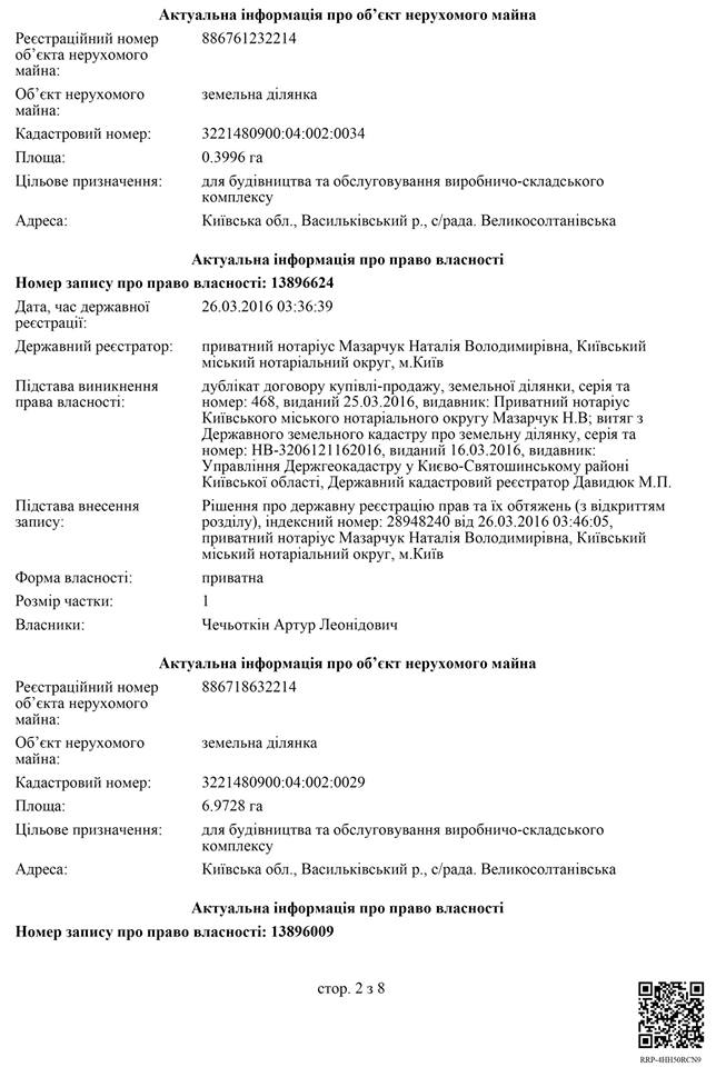 Зять лидера "Батькивщины" Юлии Тимошенко Артур Чечеткин только за прошлый 2016 приобрел более 47 гектаров земли. 