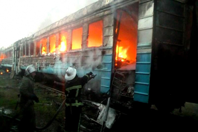 В Харькове произошел пожар в моторовагонного депо. 