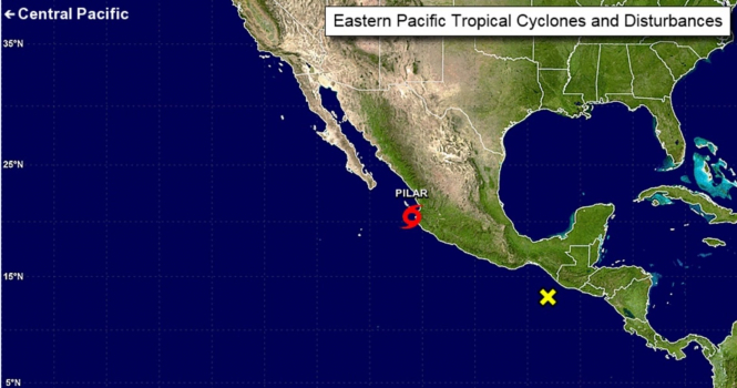 У западного побережья Мексики сформировался тропический шторм "Пилар". 