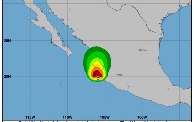 У западного побережья Мексики сформировался тропический шторм "Пилар". 