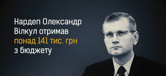 Более 141 тыс грн от государства в прошлом году получил народный депутат от "Оппозиционного блока" Александр Вилкул. 