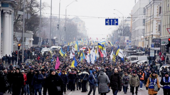 Акция сторонников Саакашвили "Марш за будущее" состоялась 18 февраля в Киеве без нарушений правопорядка. 