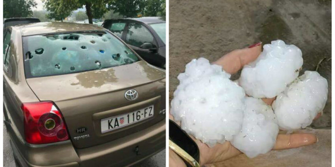 Серьезный шторм прошел Словенией в пятницу после полудня. Град величиной с теннисный мяч разбил автомобили и нанес другие серьезные убытки. 