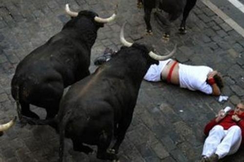 Во время традиционных забегов быков в испанской Памплоне пострадали 28 человек. 