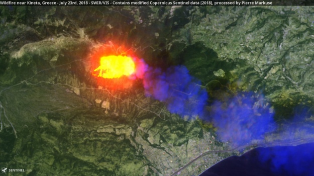 Пожары в Греции достигли таких масштабов, которые видно из космоса. 