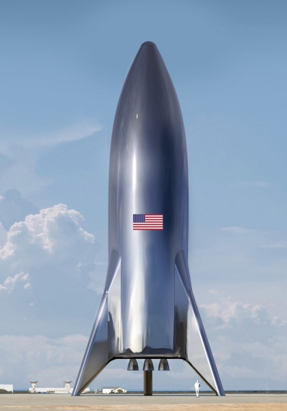 Основатель компании SpaceX Илон Маск показал, как будет выглядеть тестовый вариант космического корабля для пассажирских перевозок Starship. 